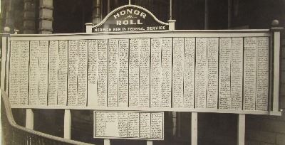 Norwich WWI Honor Roll in front of City Hall